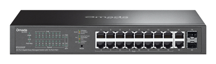 OMADA ES220GP Switch Gestionado Gigabit Ethernet (10/100/1000) con Energía sobre Ethernet (PoE) Montaje en Rack Negro OMADA ES220GP Switch Gestionado Gigabit Ethernet (10/100/1000) con Energía sobre Ethernet (PoE) Montaje en Rack Negro
