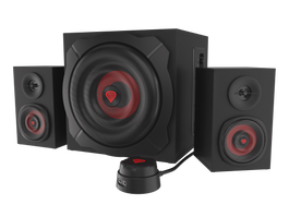 GENESIS Altavoces 2.1 Helium 610 BT con Bluetooth, 60W RMS, Subwoofer 6.5", Control Remoto, Para PC y Gaming - Negro/Rojo