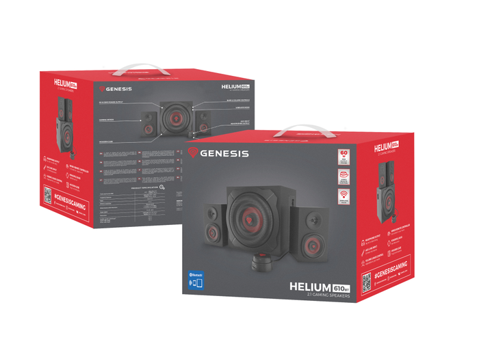 GENESIS Helium 610BT Conjunto de Altavoces 2.1 Bluetooth 60W PC/Portátil Negro, Rojo GENESIS Helium 610BT Conjunto de Altavoces 2.1 Bluetooth 60W PC/Portátil Negro, Rojo