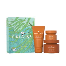 Origins GinZing Crema Rica Energizante Estuche 3 pz Tratamiento Ultra Hidratante Piel Seca y Cansada 72 Horas Brillo Vitalidad