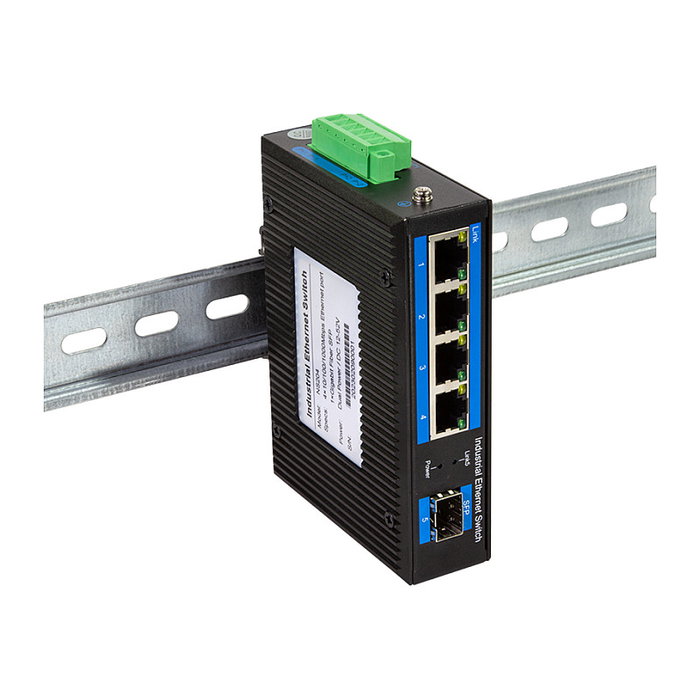 LogiLink Industrial Gigabit Ethernet Switch, 4-Port 1000 Mbps + 1 port SFP