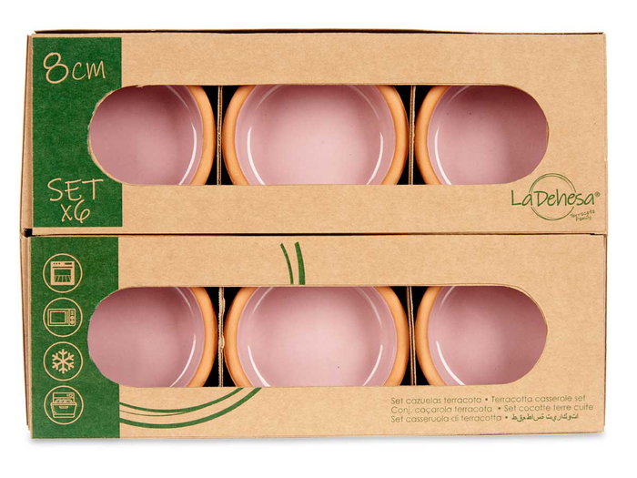 La Dehesa Set 6 Cazuelas Barro 8 cm Color Rosa (Set de 10)