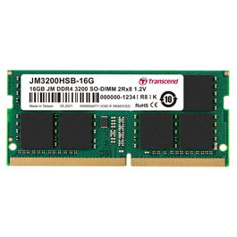 Transcend JM3200HSB-16G Memoria RAM DDR4 de 16GB, 3200MHz, CL22, para PC/Servidor, SO-DIMM