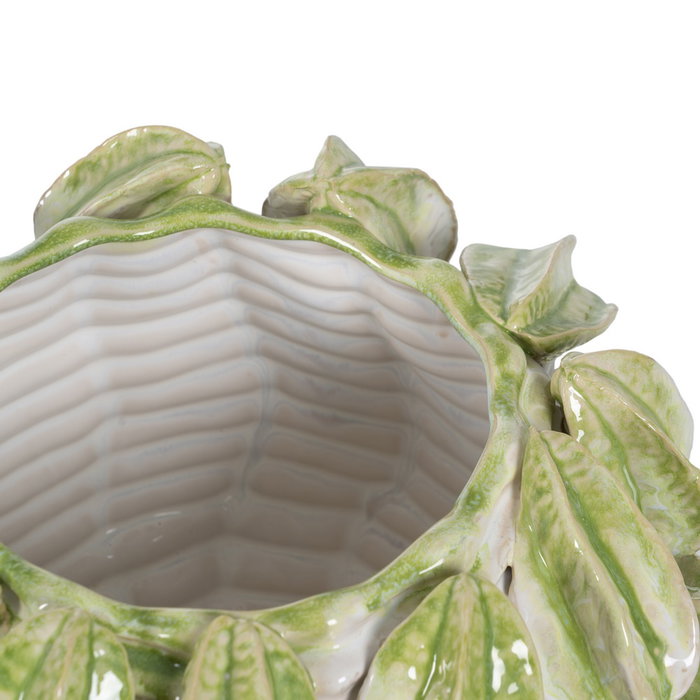 Jarrón Verde-Blanco Cerámica Decoración 33,50 X 33 X 23 cm