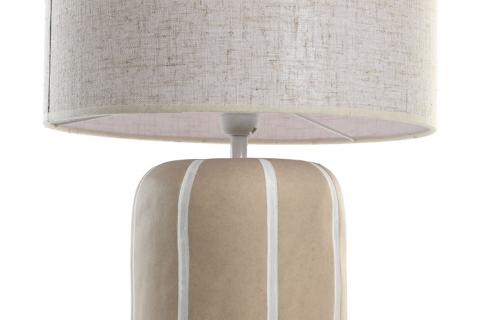 DKD Home Decor Lámpara Sobremesa Marrón Claro Blanco Cerámica Poliéster 36 x 60 x 36 cm