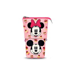Karactermania Estuche Portatodo Vertical Minnie Mouse Muffin + 2 Bolígrafos Borrables 10 Colores Gel Tinta Azul Rosa Poliéster Abs Plástico Ideal Niñas 3 Años