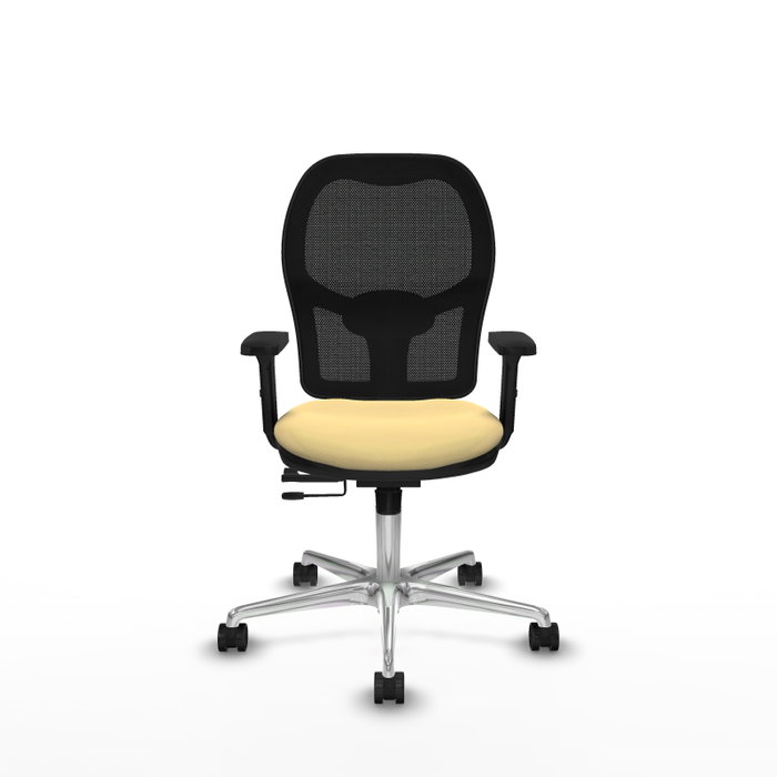 PIQUERAS Y CRESPO Silla de oficina Jorquera con mecanismo Sincro/Traslack, Similpiel Crema y Malla Negra PIQUERAS Y CRESPO Silla de oficina Jorquera con mecanismo Sincro/Traslack, Similpiel Crema y Malla Negra