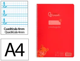 Liderpapel Cuaderno Espiral Pautaguía A4 80 Hojas 90g Cuadro 4mm Rojo