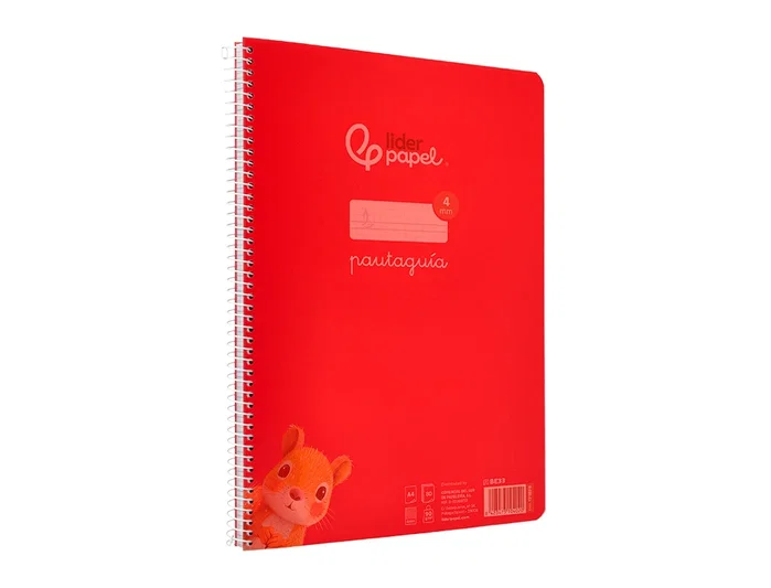 Liderpapel Cuaderno Espiral Pautaguía A4 80 Hojas 90g Cuadro 4mm Rojo