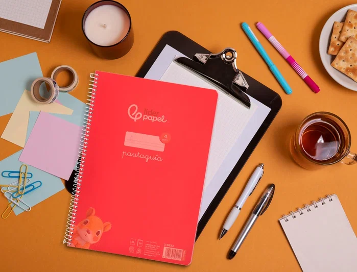 Liderpapel Cuaderno Espiral Pautaguía A4 80 Hojas 90g Cuadro 4mm Rojo
