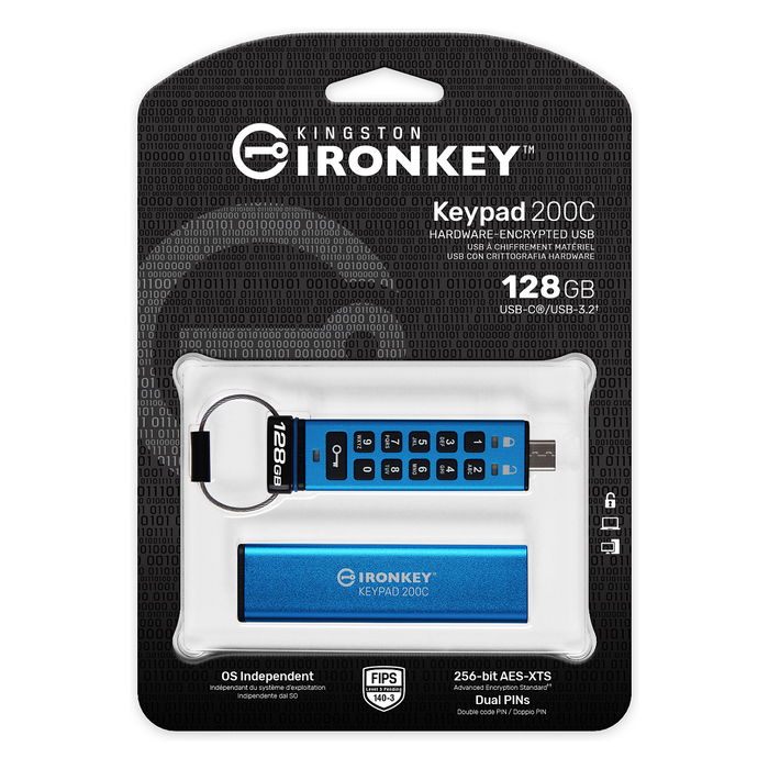 Kingston IronKey Keypad 200C 128GB USB-C AES-256