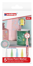 Marcador T.Opaca Perm. Edding 751 Conico Blister De 5 (Blanco, Verde Pastel, Azul Pastel, Amarillo Pastel Y Rosa Pastel)