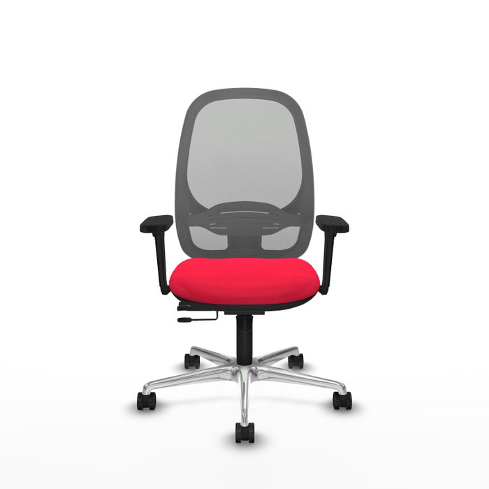 PIQUERAS Y CRESPO Silla de oficina Cilanco con mecanismo Sincro/Traslack, Tela Roja y Malla Gris