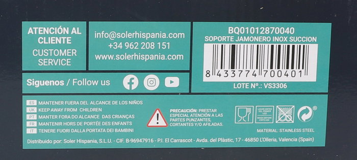 Quttin Soporte Jamonero Inox Succión