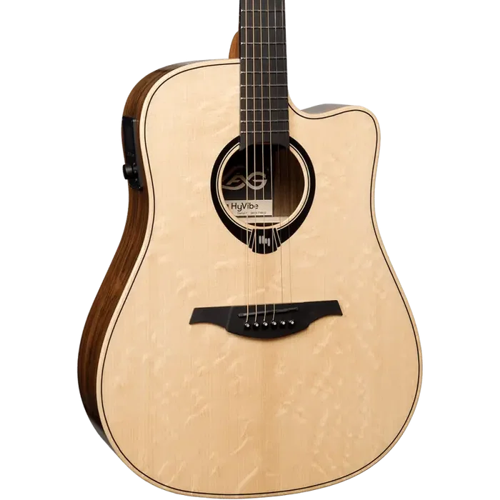LAG Guitarra Acústica Dreadnought Hyvibe H2 30 A/E Cutaway HyVibe H2 Tapa Abeto Engelmann Fondo Bocote Acabado Brillante