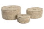 DKD Home Decor Set de 3 Cestas de Fibra 35x35x19 cm Natural