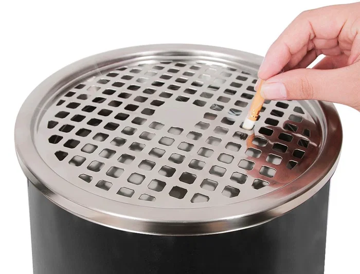 Q-connect Cenicero papelera metalico negro 61,5x25 cm capacidad + de 10 L