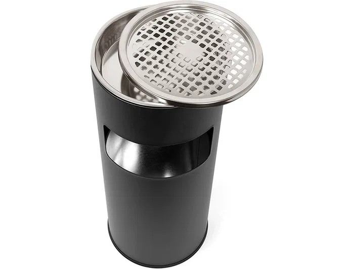 Q-connect Cenicero papelera metalico negro 61,5x25 cm capacidad + de 10 L