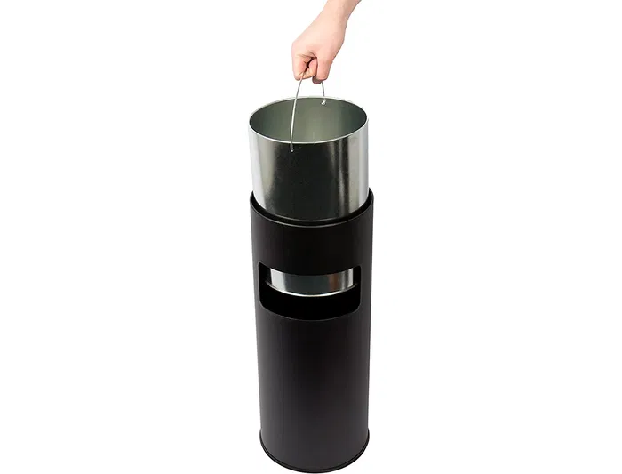 Q-connect Cenicero papelera metalico negro 61,5x25 cm capacidad + de 10 L