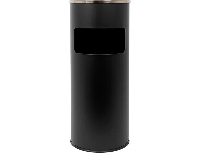 Q-connect Cenicero papelera metalico negro 61,5x25 cm capacidad + de 10 L