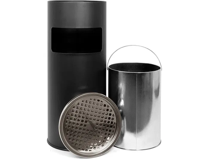 Q-connect Cenicero papelera metalico negro 61,5x25 cm capacidad + de 10 L