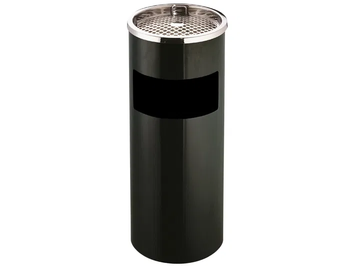 Q-connect Cenicero papelera metalico negro 61,5x25 cm capacidad + de 10 L