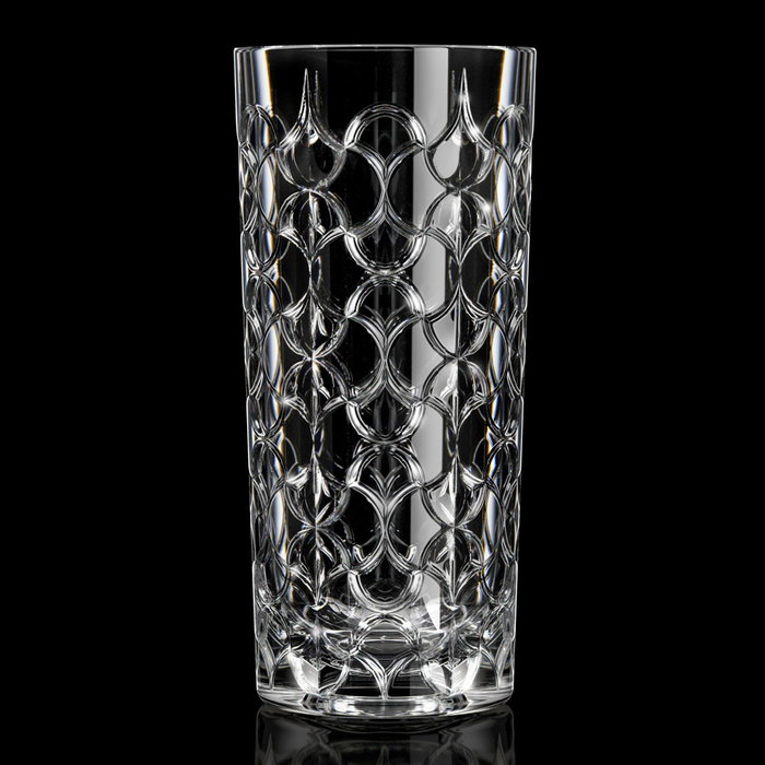 Rcr Cristalleria IT Jarrón Arabesque de Cristal, Altura 28 cm, Diámetro 13 cm