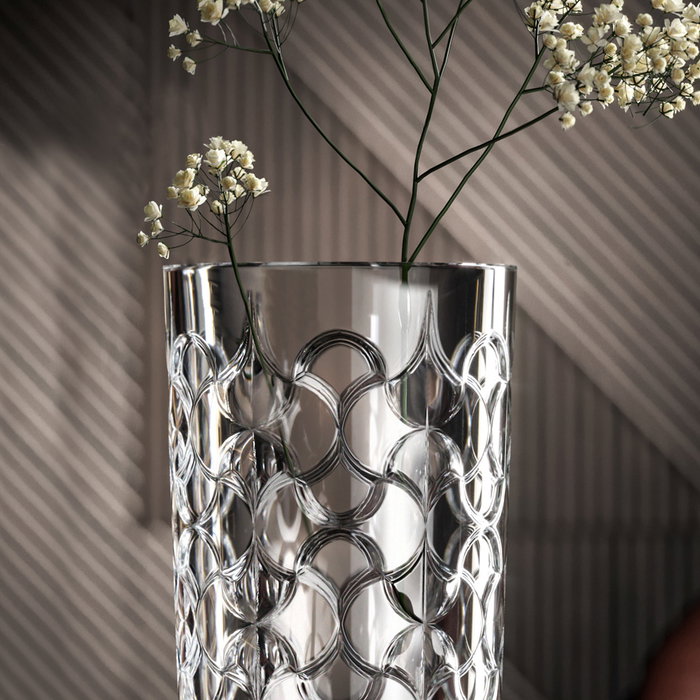 Rcr Cristalleria IT Jarrón Arabesque de Cristal, Altura 28 cm, Diámetro 13 cm