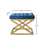 Atelier Del Sofa Puff Dorado y Azul, Elegante Sofá Reposapiés Asiento Adicional para Hogar, 50x40x42 cm