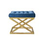 Atelier Del Sofa Puff Dorado y Azul, Elegante Sofá Reposapiés Asiento Adicional para Hogar, 50x40x42 cm