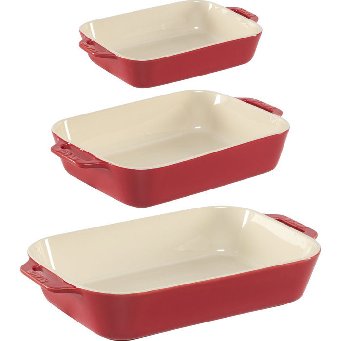 Staub Juego de 3 Piezas de Recipientes Rectangulares de Cerámica, Rojo Cherry Staub Juego de 3 Piezas de Recipientes Rectangulares de Cerámica, Rojo Cherry
