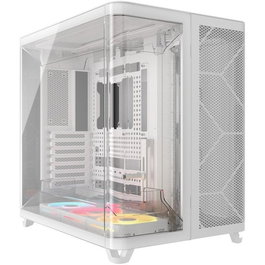 Corsair Caja Ordenador Gaming AIR 5400 LX-R RGB iCUE LINK Triple Cámara - Semitorre Blanco con 3 Ventiladores Incluidos
