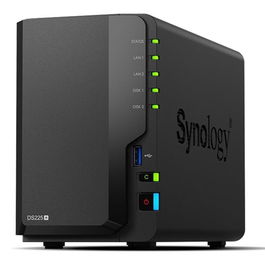 Synology Disk Station DS225+ - Servidor NAS 2 Bahías, Procesador Intel Celeron J4125, 2 GB RAM DDR4, Compatible con Hasta 40 TB, RAID 0/1, 2.5GbE, Sistema DSM