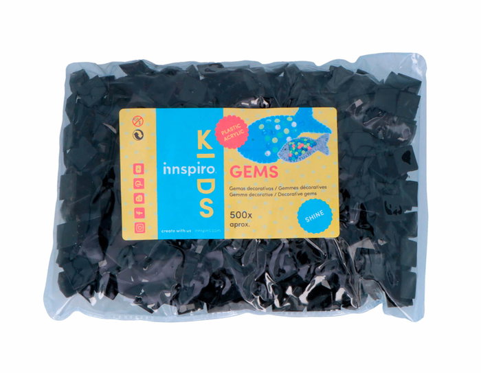 Innspiro Gemas Decorativas Acrílicas Cuadrado Negro Opaco 12x12mm