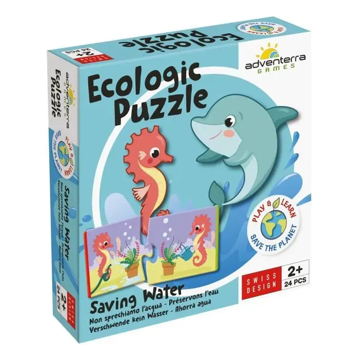 Adventerra GEO7640179640404 Juegos Educativos Rompecabezas Ecológico Ahorro de Agua Mini Rompecabezas Conservación del Agua