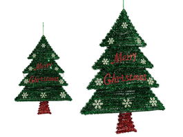 Krist+ Árbol de Navidad Espumillón de Pared con LED Verde 44x58.8x7 cm (Set de 12)