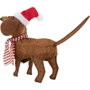 Basics Perro marrón con gorro de Navidad con 40 LEDs