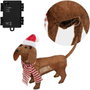Basics Perro marrón con gorro de Navidad con 40 LEDs