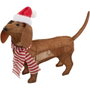 Basics Perro marrón con gorro de Navidad con 40 LEDs