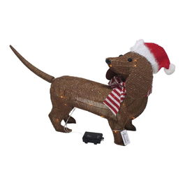 Basics Figura LED Perro Marrón con Gorro Navideño Interior 40 LEDs Luz Cálida Pilas 70x12x43 cm