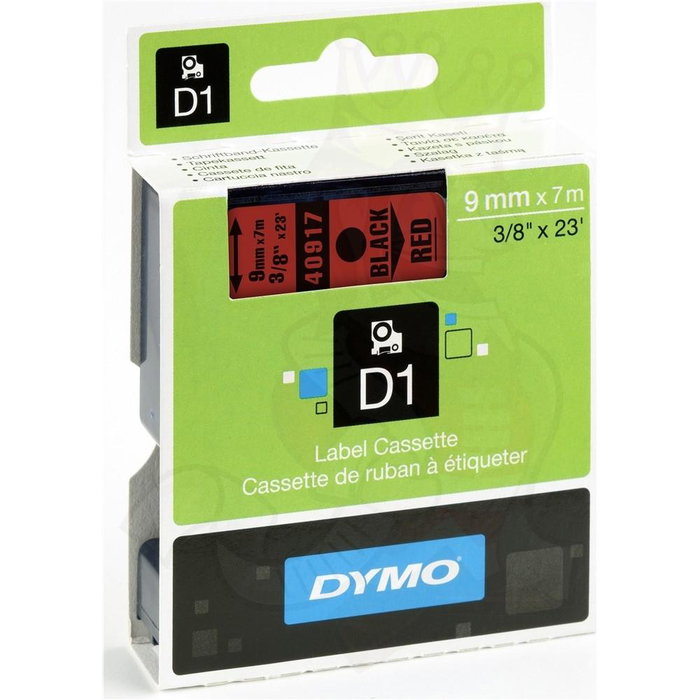 Dymo Cinta D1 Negro sobre Rojo 9mm x 7m