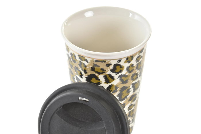 DKD Home Decor Mug Colonial Marron Negro Porcelana Silicona 400 ml (6 Unidades) 10 x 14 x 10 cm