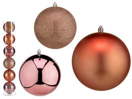 Krist+ Set 6 Bolas Navidad Colgantes Cobre 12 cm Surtidas Plástico (Set de 6)