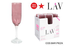 LAV Copa Flauta para Champagne 210 ml Color Rosa - Colección Tokyo Color (24 Unidades)