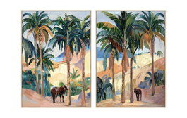 DKD Home Decor Cuadro Tropical Verde Azul Lienzo Ps 140 x 100 x 4 cm (2 Unidades)
