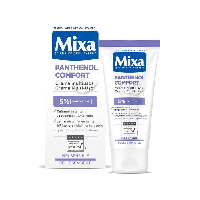 MIXA Crema Multiusos Panthenol Comfort 5% de Pantenol para Piel Sensible - Facial y Corporal - 50 ml