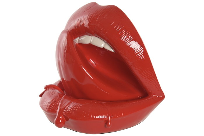 DKD Home Decor Figura de Labios en Resina, Pack de 3 unidades, Rojo