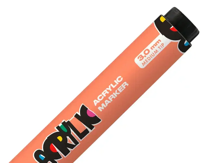 Liderpapel Rotulador Acrilico Base Agua Todo Tipo de Superficie Punta Redonda 3 mm Naranja