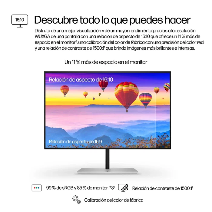 HP Pro Serie 7 Monitor Profesional 24" WUXGA 1920x1200 USB-C 100W con Carga, Pantalla IPS 100Hz, Ajustable en Altura, Pivote, Negro/Plata - Modelo 724pu