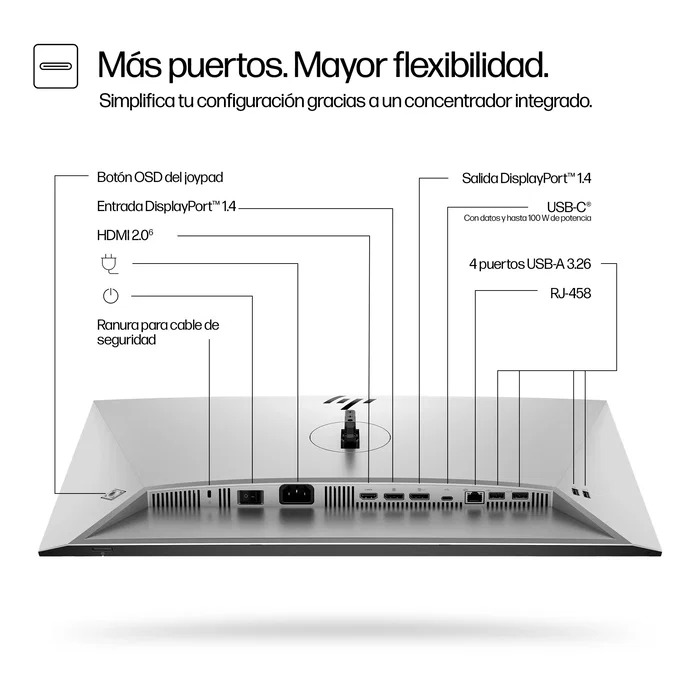 HP Pro Serie 7 Monitor Profesional 24" WUXGA 1920x1200 USB-C 100W con Carga, Pantalla IPS 100Hz, Ajustable en Altura, Pivote, Negro/Plata - Modelo 724pu